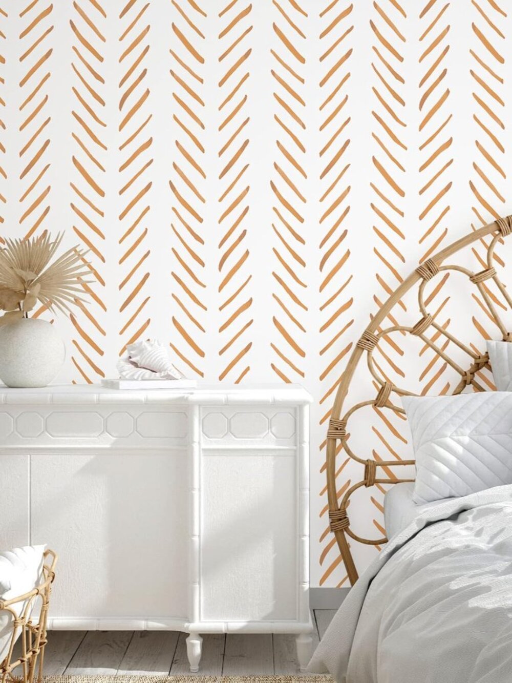 Boho Wallpaper Peel and Stick Terracotta Herringbone Contact Paper